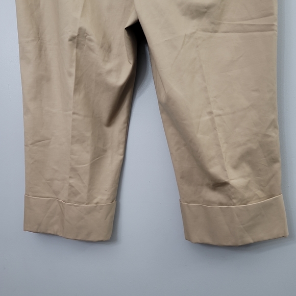 Lauren Ralph Lauren Plus Size Pleated Cotton Twill Cropped Wide Leg Pant - Picture 12 of 12